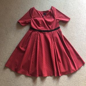 Red polka dot 50s-style plus size dress